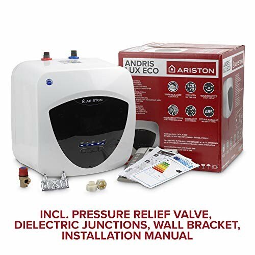 Ariston water heater kit with installation accessories and manual.